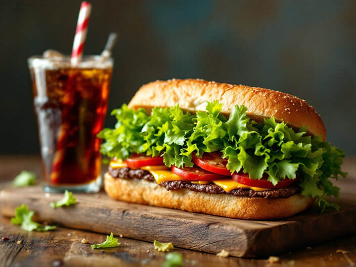 big sandwich et boissons