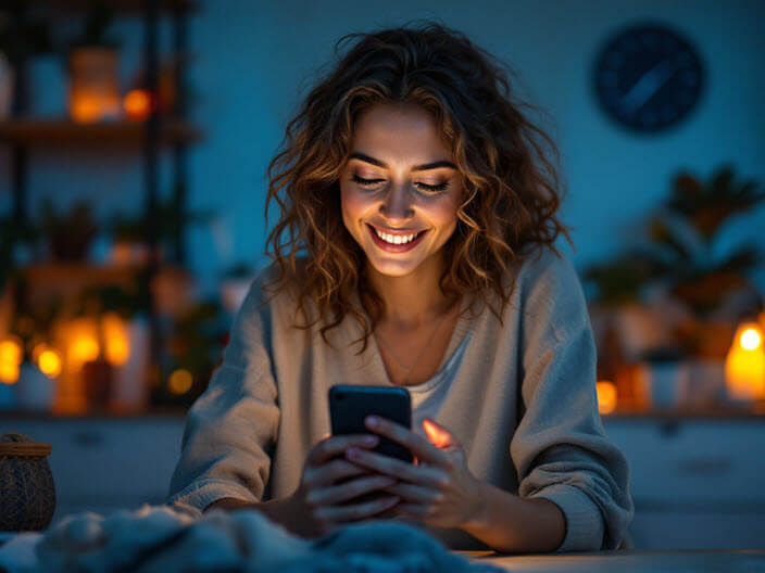 jeune femme connectée sur mobile